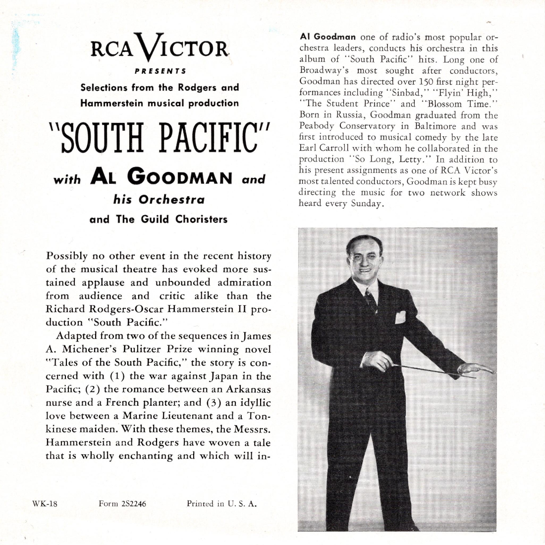 Selections from South Pacific insert card side 1